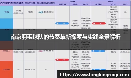 南京羽毛球队的节奏革新探索与实践全景解析